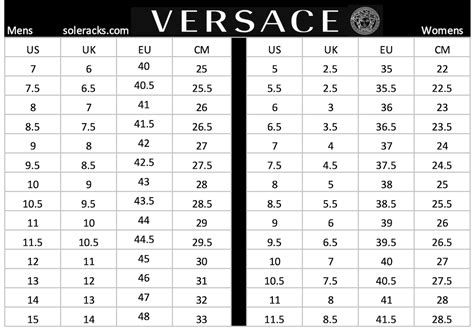 Versace size chart uk